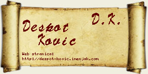 Despot Ković vizit kartica